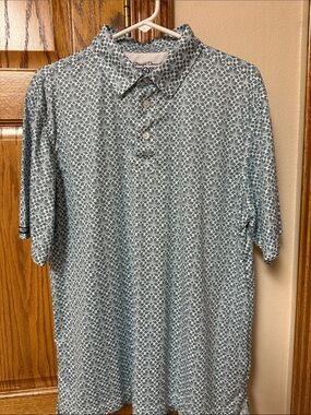 Straightdown Men's Teal Patterned Polo Shirt -
